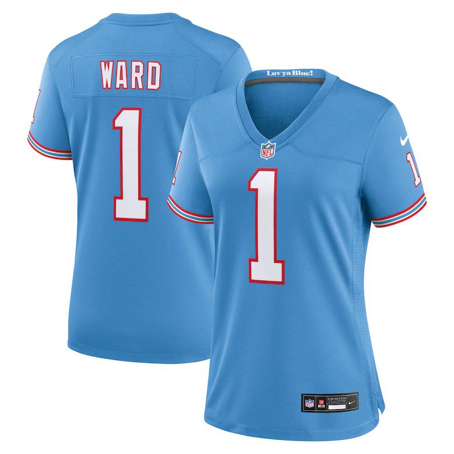 Women Tennessee Titans #1 Cam Ward Nike Light Blue 2025 NFL Draft 2nd Alternate Game Jersey